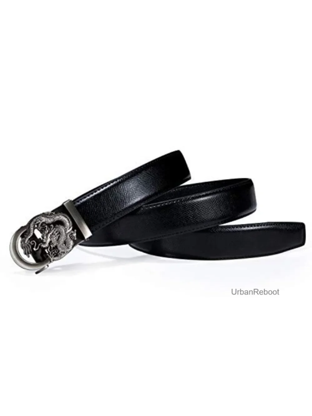 Mens Ratchet Belt Gold Click Buckle Adjustable Leather Belts